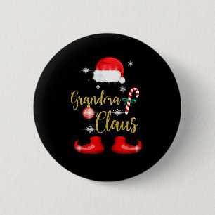 Grandma Santa Claus Fun Family Christmas Pjs For G 2 Inch Round Button