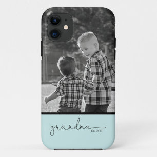  Grandma Script w/ Photo   Teal  iPhone 11 Case