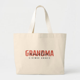 Grandma Since 20XX Modern, Clean Contemporary Large Tote Bag