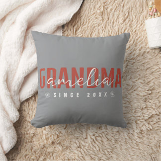 Grandma Since 20XX Modern, Clean Contemporary Throw Pillow