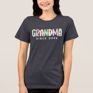 Grandma Since 20XX Modern Simple Personalized Tri-Blend Shirt