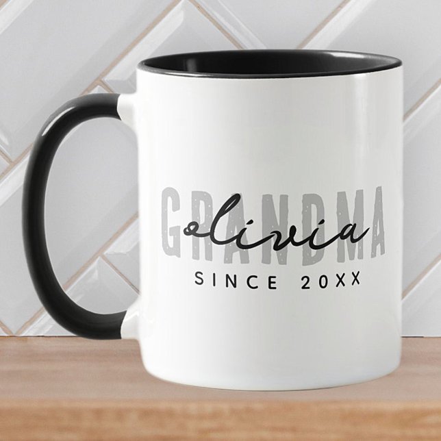 Grandma Since 20XX Modern Simple Preppy Mug (Creator Uploaded)