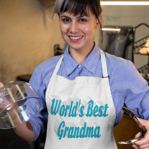 Grandma sky blue text long apron
