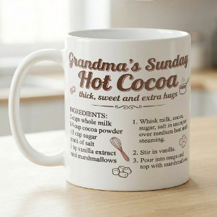 Grandma Sunday Hot Cocoa Recipe and Marshmallows   Coffee Mug