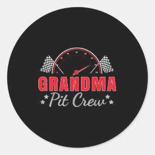 Grandma T Crew Race Car Driver Birthday Party Raci Classic Round Sticker