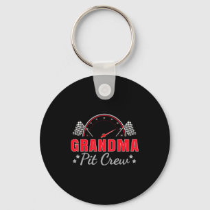 Grandma T Crew Race Car Driver Birthday Party Raci Keychain