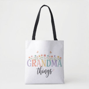 Grandma Things Floral Tote Bag - Personalized Gran