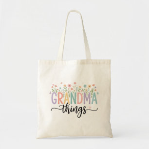 Grandma Things Floral Tote Bag - Personalized Gran