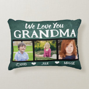 Grandma three photo collage personalized accent pillow