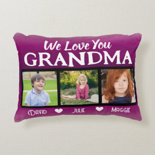 Grandma three photo collage personalized accent pillow