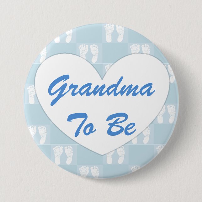 Grandma to Be Baby Shower Button Blue (Front)