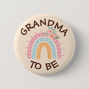 Grandma to be Baby Shower Button Rainbow themed