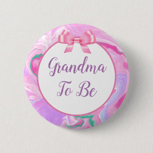 Grandma To Be Baby Shower Pink & Purple  2 Inch Round Button