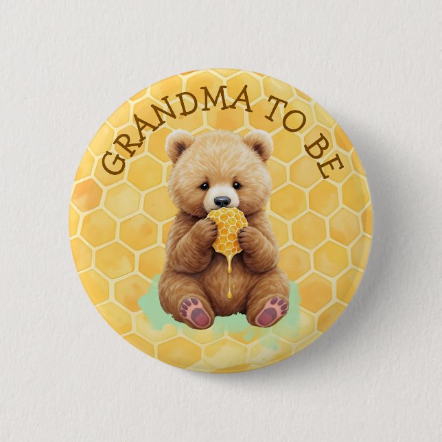 Grandma to Be | Bear themed Boy's Baby Shower 2 Inch Round Button (Front)