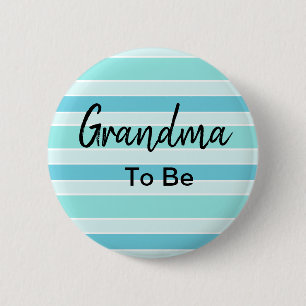 Grandma To Be Blue and Teal Baby Shower 2 Inch Round Button