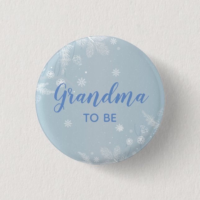 Grandma to be Blue Baby Boy Shower l New Grandma 1 Inch Round Button (Front)