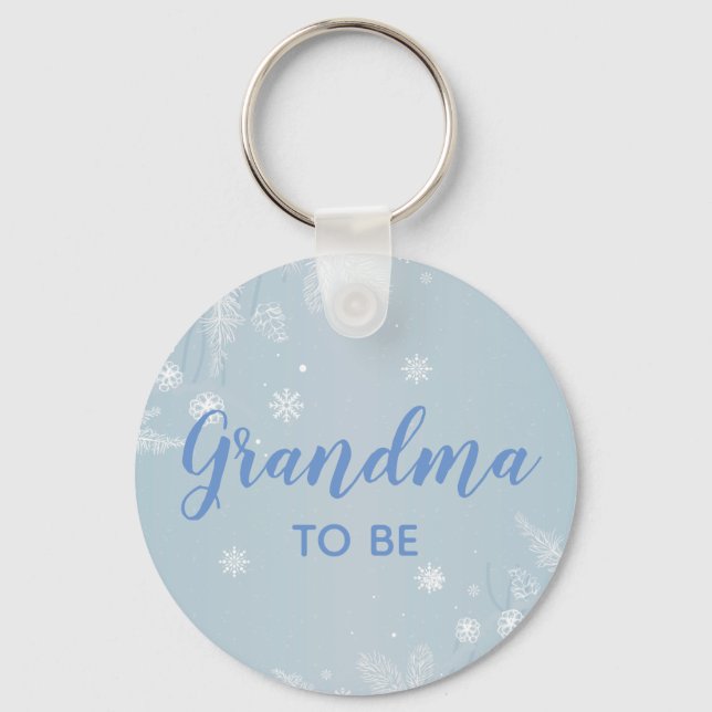 Grandma to be Blue Baby Boy Shower l New Grandma B Keychain (Front)