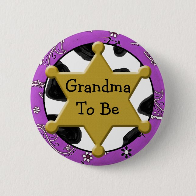 Grandma to Be Blue Bandana Baby Shower Button (Front)