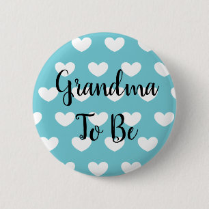 Grandma to be Blue Hearts Baby Shower Button