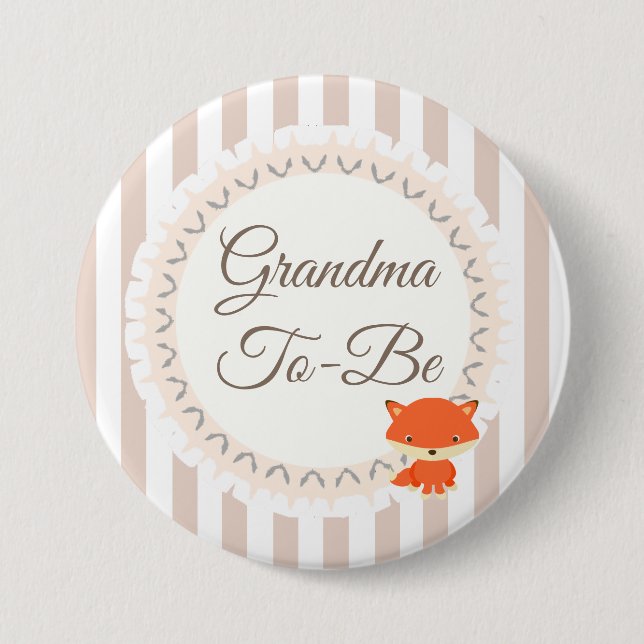 Grandma To Be Button Fox Woodlands Theme (Front)
