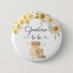 Grandma to be Button. Sunflower honey bear 2 Inch Round Button