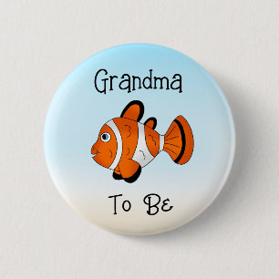 Grandma to Be   Cute Fish Under the Sea  2 Inch Round Button