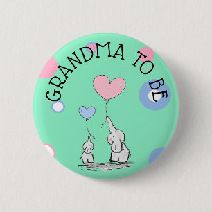 Grandma To Be Elephant Baby Shower Button