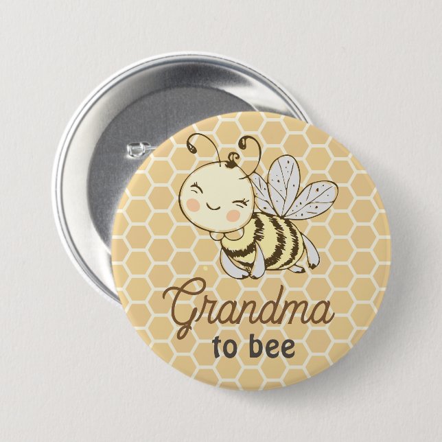 Grandma to be Granny Cute Honeybee Bee Baby Shower 3 Inch Round Button (Front & Back)