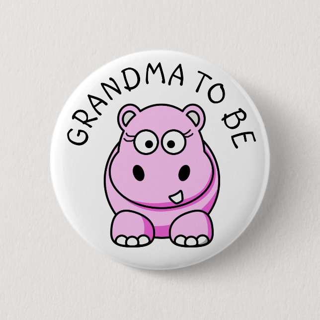 Grandma to be Hippo Baby Shower button (Front)