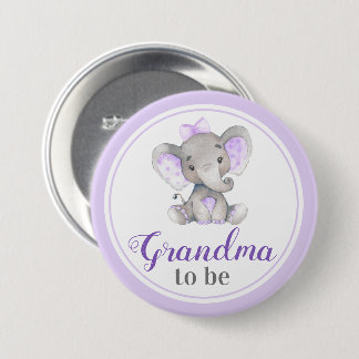 Grandma to be New Granny Baby Girl Shower Elephant 3 Inch Round Button