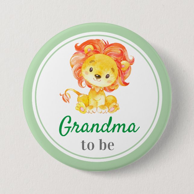 Grandma to be New Granny Baby Shower Jungle Safari 3 Inch Round Button (Front)
