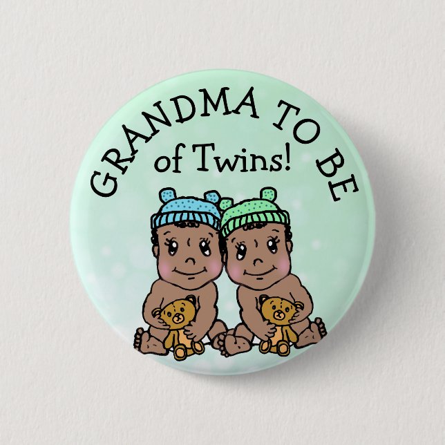 Grandma to be of Twins, Ethnic Baby Shower 2 Inch Round Button (Front)