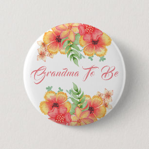 Grandma to be Peach Orange and Coral  Baby shower 2 Inch Round Button