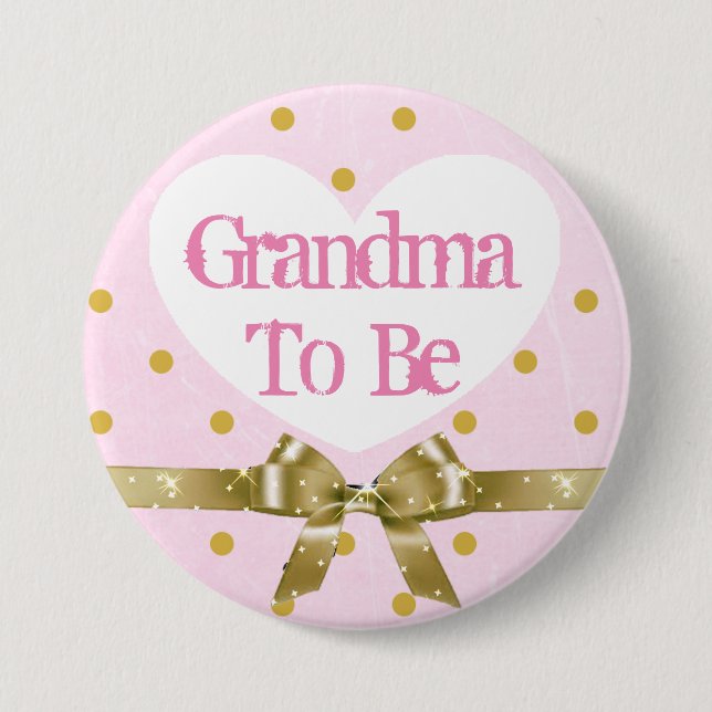 Grandma to Be Pink and Gold Baby Shower Button (Front)