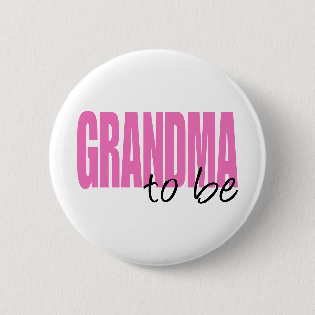 Grandma To Be (Pink Block Font) 2 Inch Round Button (Front)