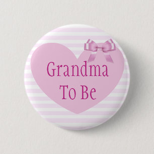 Grandma to be Pink Bow Baby Shower Button