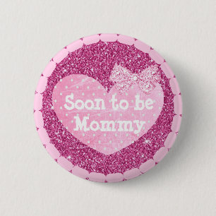 Grandma to be Pink Faux Glitter Baby Shower Button