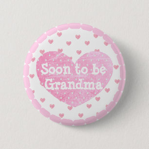 Grandma to be Pink Footprints Baby Shower Button