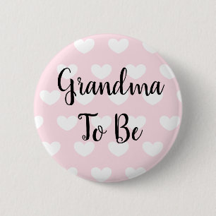 Grandma to be Pink Hearts Baby Shower 2 Inch Round Button