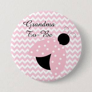 "Grandma To Be" Pink Ladybug Baby Shower Button