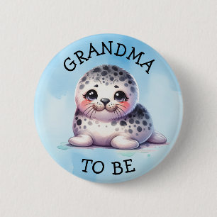 Grandma to be   Polar Arctic Winter Baby Shower 2 Inch Round Button
