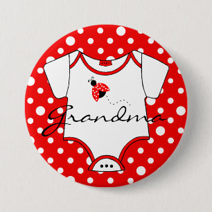 Grandma To Be Red and White Ladybug 3 Inch Round Button