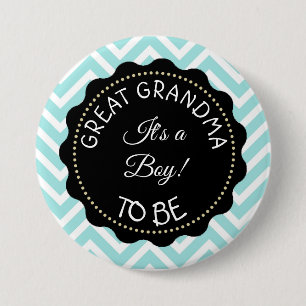 Grandma to be teal Chevron Baby Shower button