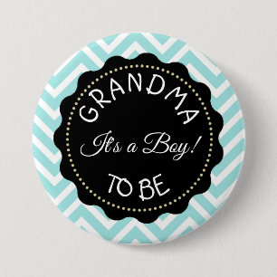 Grandma to  be teal Chevron Baby Shower button