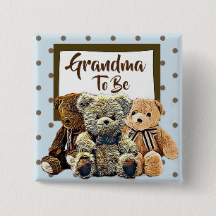Grandma  to be Teddy Bear Baby Shower 2 Inch Square Button