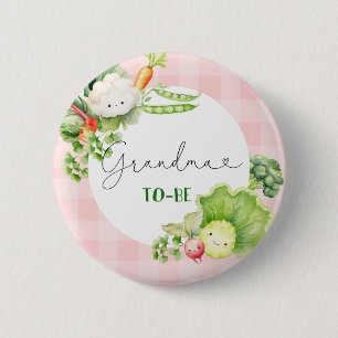 Grandma to be vegetables pink locally grown baby 2 inch round button