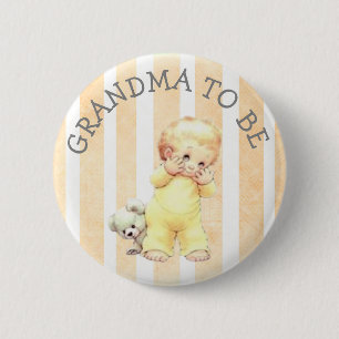 Grandma to be Vintage Baby Boy Graphics Button
