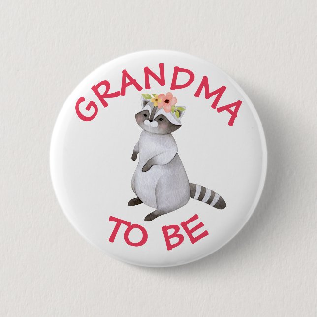 Grandma to be Woodland Animals Baby Shower Button (Front)