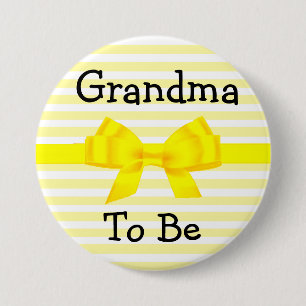 Grandma to be yellow and white baby shower button