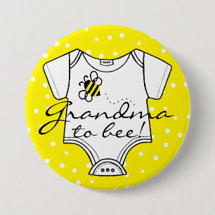 Grandma To Be Yellow Bee 3 Inch Round Button